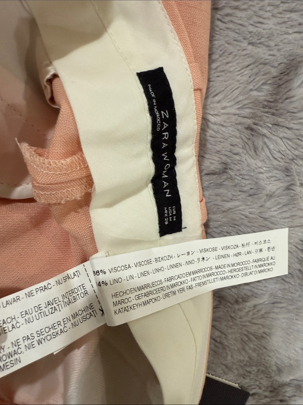 Zara linen Blend Peach Straight-Leg Dress Pants / trousers size medium - Picture 6 of 7